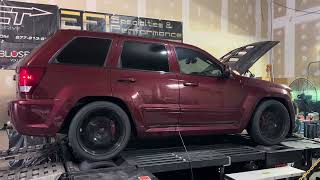 Jeep SRT8 AWD DYNO Built 61 boost cam long tubes catted midpipes ported heads NEEDS BOOST [upl. by Orsino223]