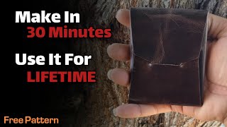 Make a Minimalist Leather Wallet in 30 Minutes FREE PATTERN Minimalist Wallet [upl. by Ibba]