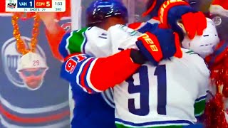 Nikita Zadorov Evander Kane Fight Scrum  Oilers vs Canucks Game 6  2024 NHL Playoff Highlights [upl. by Yruok]