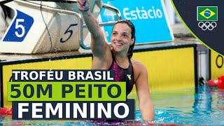 Troféu Brasil de Natação 2023  Jhennifer Conceição vence os 50m peito feminino [upl. by Simah242]