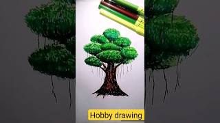 quotSimple Tree Drawing with Brush Pen  1Minute Nature Art Tutorial Shorts QuickSketch viraleasy [upl. by Tound]