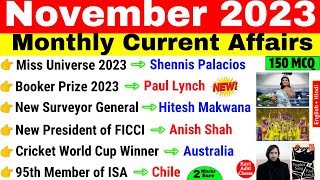 Current Affairs 2023 November  Nov 2023 Monthly Current Affairs  Current Affairs 2023 Full Month [upl. by Jefferson]