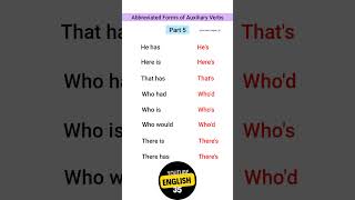 Part 5 Mastering Abbreviated Auxiliary Verb Forms  V1 V2 V3 in English with Examples education [upl. by Ihn53]