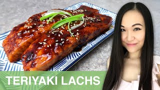 REZEPT Teriyaki Lachs  gebratener Lachs mit Teriyaki Sauce  japanisch kochen [upl. by Airan27]