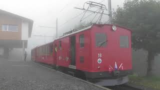 Rigi Bahnen  Vitznau Rigi Bahn VRB in the cloud on the way to Rigi Kulm in September 2021 [upl. by Labinnah997]