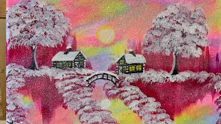 The Northern Lights art fun acrylicpainting tutorial painting winter northernlights [upl. by Valeda]