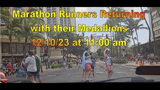 4K Driving through Waikiki on 121023 at 1100 am to see Marathon Runners Returning in Honolulu [upl. by Highams]