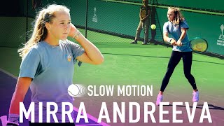 Mirra Andreeva Slowmotion  Forehand Backhand 4k 60fps [upl. by Baudoin]