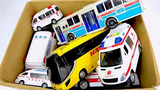 救急車とバスのミニカーが走る！サイレンあり！緊急走行テスト！Ambulance and bus miniature cars run Emergency driving test [upl. by Laurentia861]