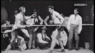 1894 Boxing Match Corbett and Courtney Before the Kinetograph HD Version [upl. by Adnim978]