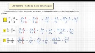 Les fractions  Mettre au même dénominateur  Exercice 1 [upl. by Rudolph]