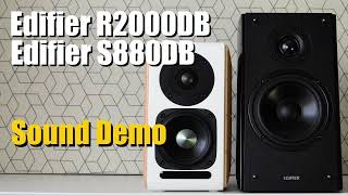 Edifier S880DB vs Edifier R2000DB  Sound Demo w Bass Test [upl. by Liebermann262]