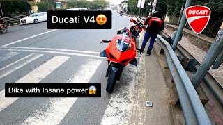 Ducati Panigale V4 First Ride Review  The Fastest Track bike  Accidental wheelie on Ducati V4😱 [upl. by Nodmac]