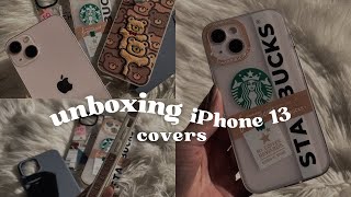 Unboxing aesthetic iPhone 13 coverscases haul  🧋 [upl. by Sremlahc]