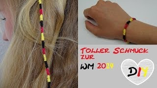 DIY Armband Freundschaftsbändchen aus Baumwolle knüpfen Vol 2  Fanartikel Schmuck zur WM 2014 [upl. by Araj]