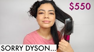 TESTING THE DYSON AIRWRAP FIRM SMOOTHING BRUSH ON CURLY HAIR  HONEST OPINION [upl. by Anniroc]