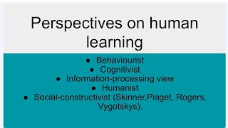 unit1 part2 perspectives on human learning Bed notes 2nd sem barkatullahuniversity [upl. by Bertrando]