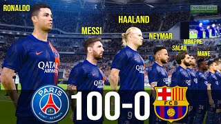 What if Ronaldo Messi Haaland Neymar Salah Mbappe Mane Lautaro Benzema play together PSG vs FCB PES [upl. by Judie]