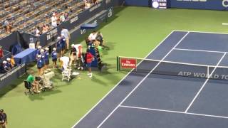 Nick Kyrgios gets booed at Citi Open after retiring with injury against Tennys Sandgren [upl. by Nnylanna545]