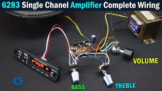 6283 Audio Amplifier Board Complete connection with Bluetooth panel  Volume Bass and Treble [upl. by Rayford]