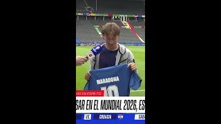 🔟🇦🇷😍 ¡FRAN CÁNEPA LE REGALÓ LA CAMISETA DE MARADONA A MODRIC  ESPNF12  Shorts [upl. by Grannias]