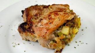 Apple Stuffed Pork Chop Recipe [upl. by Odrautse94]