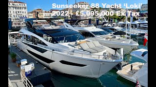 2022 Sunseeker 88 Yacht  £5095000 Ex Tax Full WalkThru Tour  Available Now [upl. by Gabe]