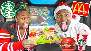 Eating NEW Christmas Fast Food Items For 24 HOURS [upl. by Beare]