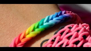 NEW EASY How to make a Rainbow colored FISHTAIL rubber band bracelet with the Cra z Loom maker [upl. by Assilev]