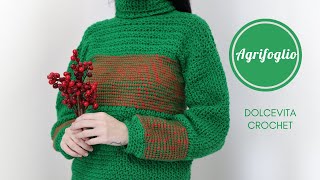 TUTORIAL MAGLIA NATALIZIA UNCINETTO quotAGRIFOGLIOquot [upl. by Eelessej188]