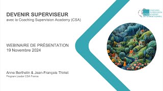 WEBINAIRE  CSA  Formation de Superviseur de Coach 2025 [upl. by Dressel]