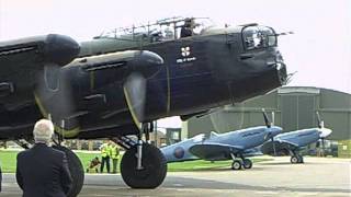 An Avro Lancaster starts up taxies out takes off and does a flyby [upl. by Divadnahtanoj]