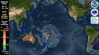 Tsunami Forecast Model Animation Samoa 2009 [upl. by Llerrehc]