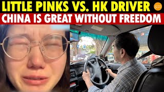 “Little Pinks” Clash with Hong Kong Taxi Driver China is great Chinese don’t need freedom [upl. by Tybald185]