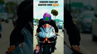 Kawasaki Ninja h2r beautiful Rider 🥰youtube bikesrider shotsvideo [upl. by Lilia]