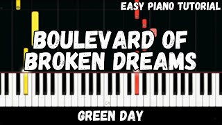 Green Day  Boulevard of Broken Dreams Easy Piano Tutorial [upl. by Amarillis]