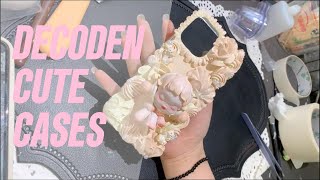 Decoden cute phone case for girls Customized handmade process compilation diy whipped cream glue [upl. by Weinberg885]