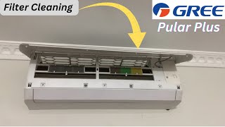 How to clean gree inverter ac filter at home  gree pular plus dc inverter ac air filter cleaning [upl. by Angid]