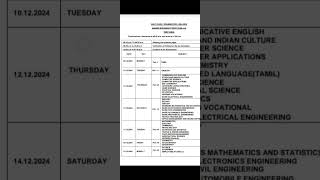 12th Standard Half Yearly Exam 2024  Time table  PDF  20242025 timetable halfyearly 12th [upl. by Azenav]