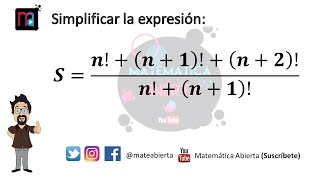 Operaciones con números factoriales SIMPLIFICACIÓN  Ejercicio N° 1  Nivel Medio [upl. by Nordin]