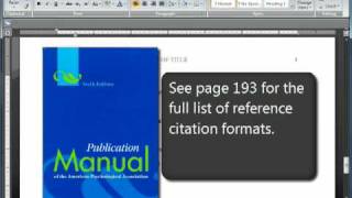 APA Format and Citations Sixth 6th Edition [upl. by Lierbag]