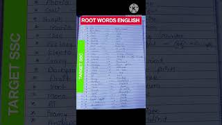 ROOT WORDS ENGLISH FOR SSC ssccgl ssc sscexam sscchsl ssccgl2022 ssccglexamanalysis [upl. by Akinoj440]