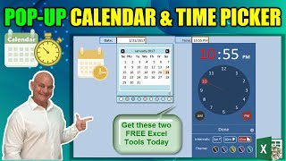 Free Excel PopUp Calendar and Time Picker [upl. by Pyotr]