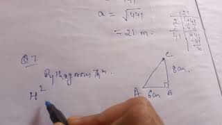 Q6 Find length of the side of a square whose area is 441sq mQ7 In a right angle triangl angle B 90 [upl. by Vento]