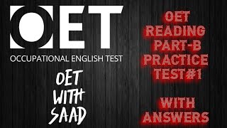 OET READING PARTB PRACTICE TESTS 1 WITH ANSWERSLATEST OET 2021 SAMPLES [upl. by Nnayllehs]