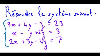 Résolution un Système déquation à 3 inconnues utilisant méthode de Cramer determinant [upl. by Eniac]