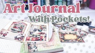 ASMR Vintage Christmas Art Journal Spread With POCKETS [upl. by Dmitri]