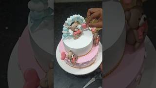 Two tier teddy cake towtiercake cake cakedecoration [upl. by Eanad]