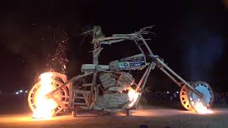 Burning Bike Sculpture Fastlane Campground Deland Bikeweek 2018 [upl. by Teerpnam]