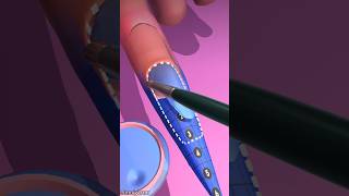 Blue🔵nail polish and decoration of thumb nails asmrnailcare animation asmrvideo shorts bluenail [upl. by Ednalrym209]